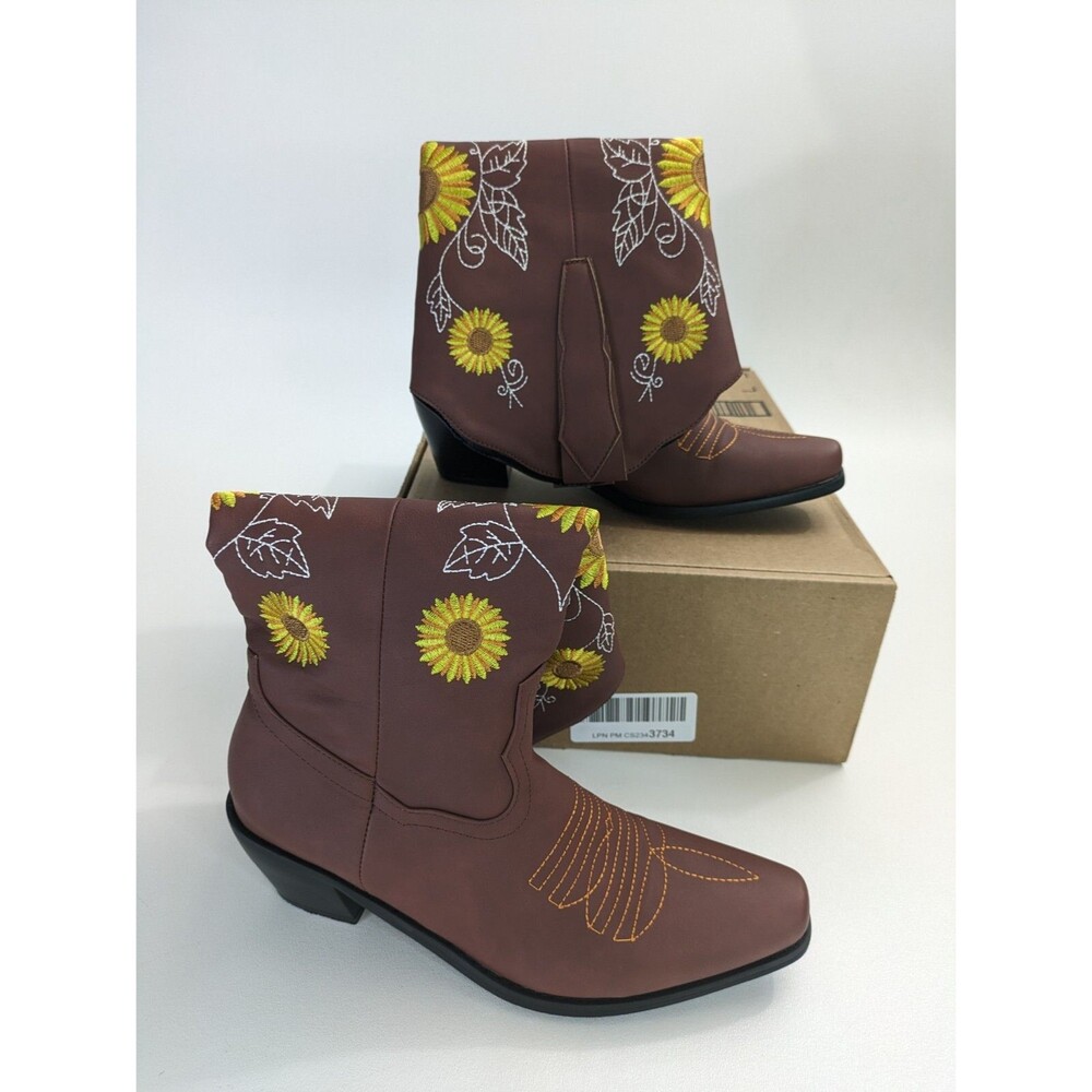Western Cowboy Boots Block High Heels Women Pull On 9 US, 40 EU - Picture 4 of 4